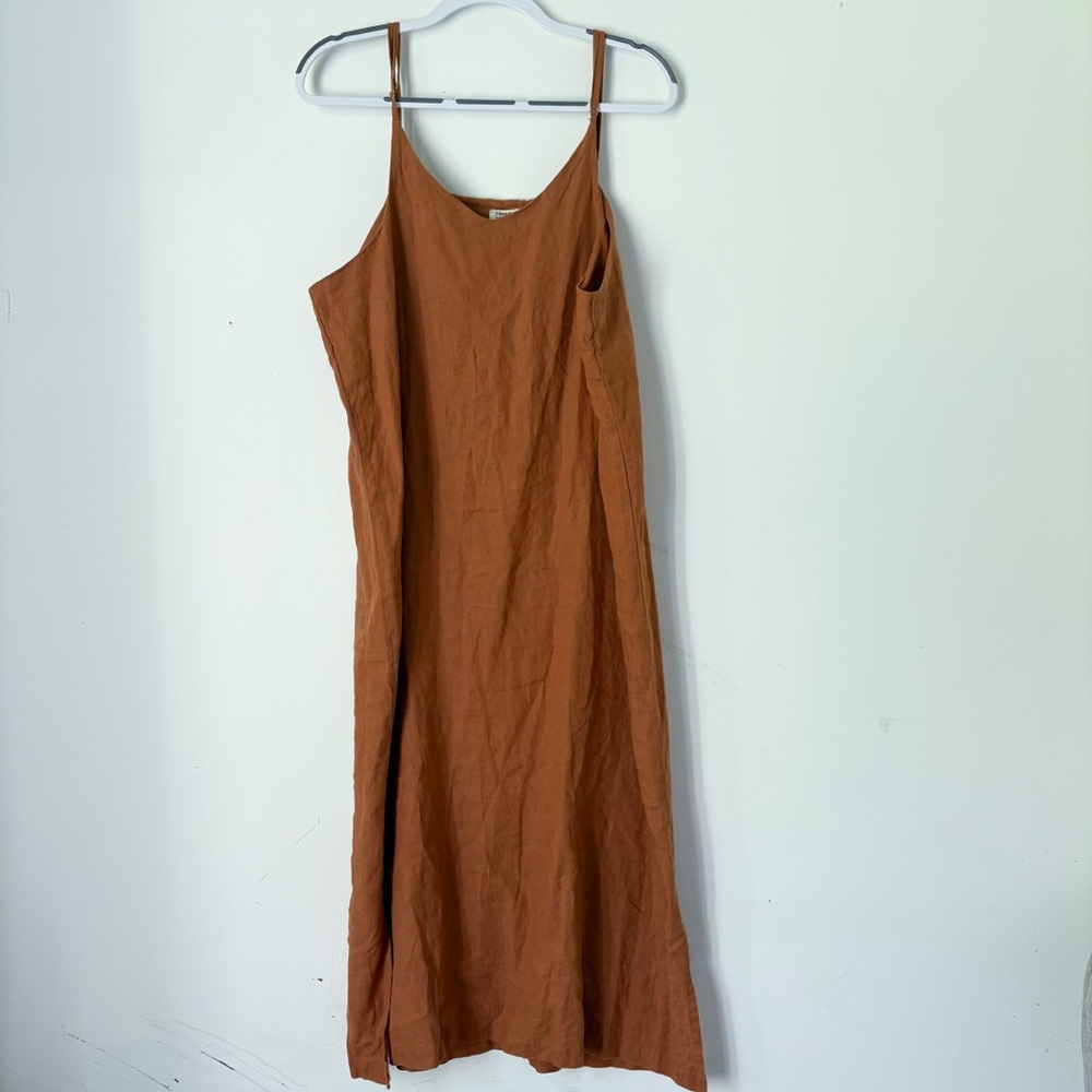 NWOT THREADS by Bed Threads 100% French Flax Linen MIDI dress XL - Picture 4 of 11